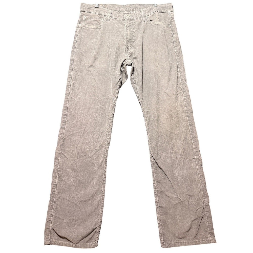 Levi's 514 Straight Corduroy Pants Mens 36x32 Gray Low Pro Cord 00514-0507
